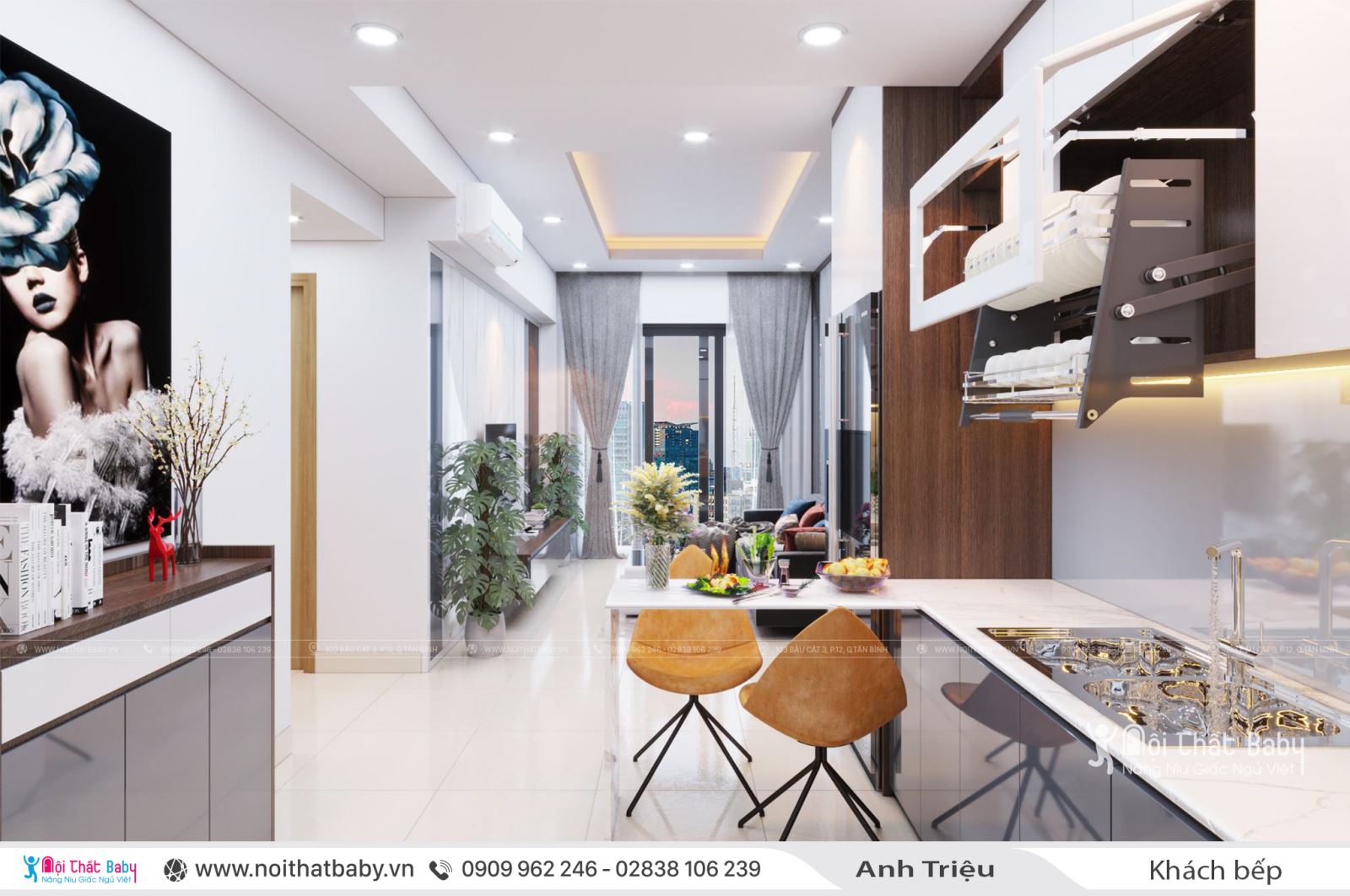 Thiết kế nội thất nguyên căn nhà anh Triệu tại Emerald Celadon City 72m2